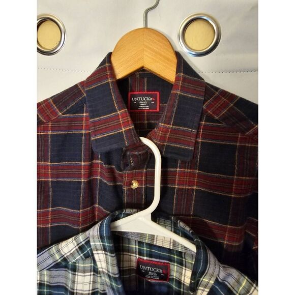 Lot of 2 UNTUCKit Mens Small Slim Fit Long Sleeve Button Shirts Plaid Flannel Co - Picture 6 of 13